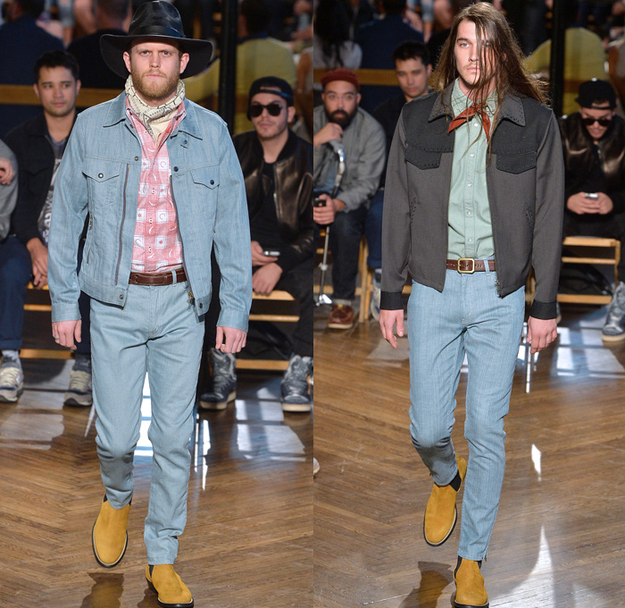 N.HOOLYWOOD 2014 Spring Summer Mens Runway Collection - New York Fashion Week - Vintage Cowboy Western Plaid Bomber Jackets Vests Multi-Panel: Designer Denim Jeans Fashion: Season Collections, Runways, Lookbooks and Linesheets