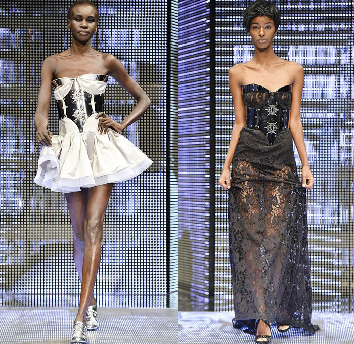 Philipp Plein 2014 Spring Summer Womens Runway Collection - Milan Fashion Week - Cropped Leather Sweatpants Lace Sheer Crochet Jeans Metallic Studs Biker Bomber Jacket Skull: Designer Denim Jeans Fashion: Season Collections, Runways, Lookbooks and Linesheets