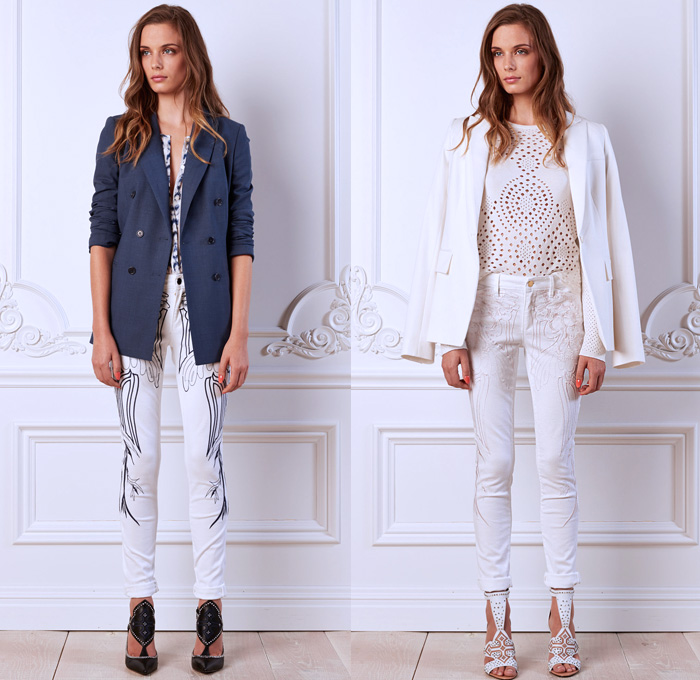 Rachel Roy 2014 Spring Womens Presentation - New York Fashion Week - Pair of Wings One Piece Jumpsuit Romper ShirtDress White Denim Jeans 3D Cutout: Designer Denim Jeans Fashion: Season Collections, Runways, Lookbooks and Linesheets