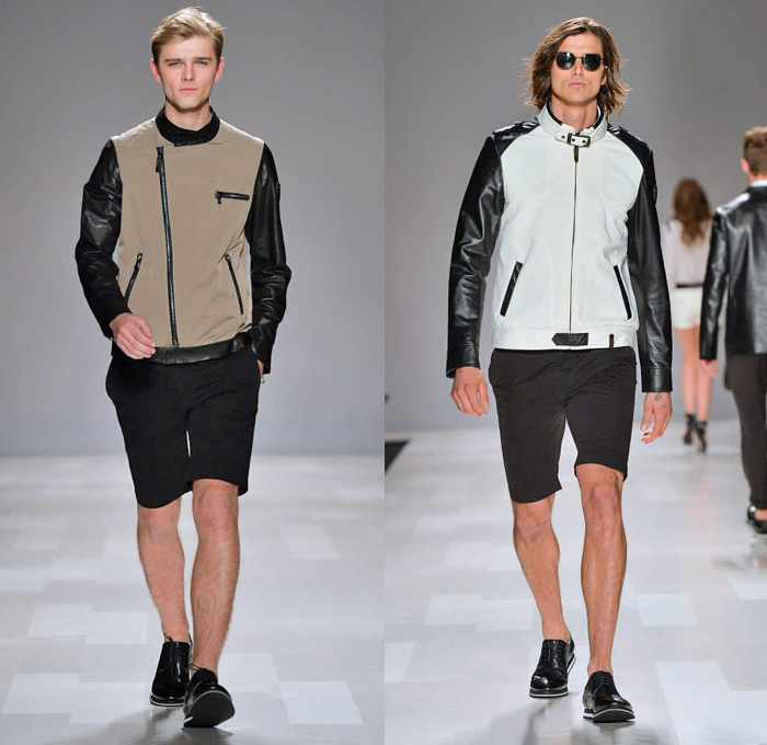 Rudsak 2014 Spring Summer Mens Runway Collection - World MasterCard Fashion Week Toronto Ontario Canada - City Casuals Motorcycle Biker Racer Leather Jacket Outerwear Peacoat Quilted Parka Chinos Shorts: Designer Denim Jeans Fashion: Season Collections, Runways, Lookbooks and Linesheets