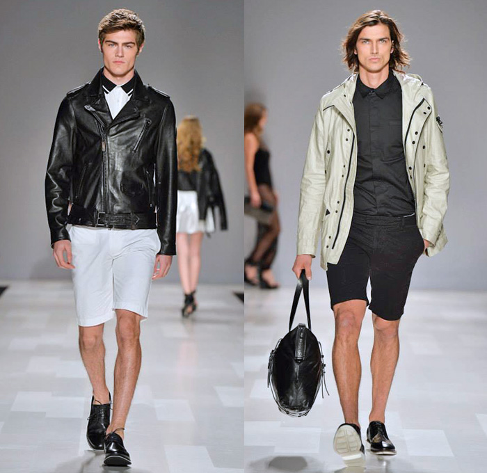 Rudsak 2014 Spring Summer Mens Runway Collection - World MasterCard Fashion Week Toronto Ontario Canada - City Casuals Motorcycle Biker Racer Leather Jacket Outerwear Peacoat Quilted Parka Chinos Shorts: Designer Denim Jeans Fashion: Season Collections, Runways, Lookbooks and Linesheets