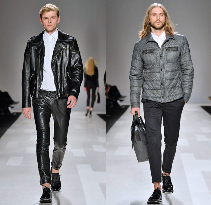 Rudsak 2014 Spring Summer Mens Runway Collection - World MasterCard Fashion Week Toronto Ontario Canada - City Casuals Motorcycle Biker Racer Leather Jacket Outerwear Peacoat Quilted Parka Chinos Shorts: Designer Denim Jeans Fashion: Season Collections, Runways, Lookbooks and Linesheets