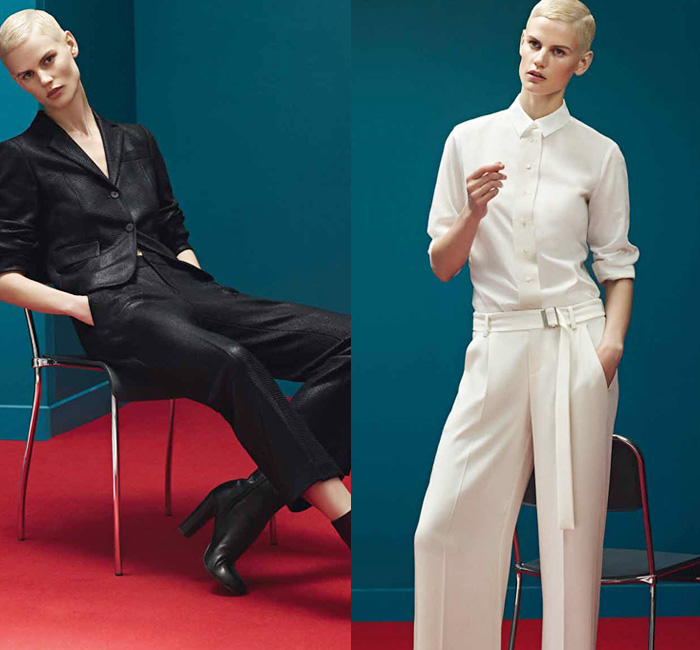 Strenesse 2014 Spring Summer Ad Fashion Campaign - Wide Leg Palazzo Pants Pantsuit White Ensemble Blouse Blazer Artistic Crosshatch Brushstrokes Graffiti Minimalist: Designer Denim Jeans Fashion: Season Collections, Runways, Lookbooks and Linesheets