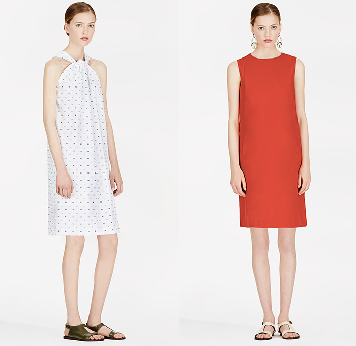 Trademark 2014 Summer Womens Collection Looks - Denim Jeans Slim Shirt Cropped Pants Trucker Shirt Skirt Frock Multi-Panel Color Block alter Top Tie Up Twist Front Shorts Rectangular Neck Silk Scarf Sweaterdress Noodle Spaghetti Strap Handkerchief Hem Minimalist Checks - New York City Fashion