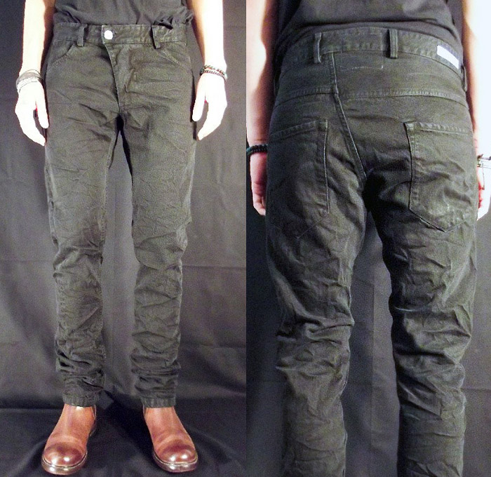 (2) X1SP Black on Black B1 Wash 13 oz. Twist Slim Tapered Denim Jeans - Versuchskind Berlin 2014 Spring Summer Mens Collection - Denim Jeans Twist Fit Tapered Grunge Wash Destroyed Destructed: Designer Denim Jeans Fashion: Season Collections, Runways, Lookbooks and Linesheets