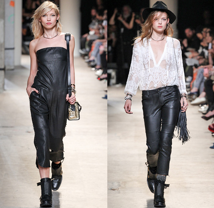 Zadig et Voltaire 2014 Spring Summer Womens Runway Collection - Paris Fashion Week - Mode à Paris - Bleached Denim Jeans Old West Fringes Motorcycle Biker Leather Crop Top Bandeau Reptile Snake Print Romper Jumpsuit Knitwear Lace: Designer Denim Jeans Fashion: Season Collections, Runways, Lookbooks and Linesheets