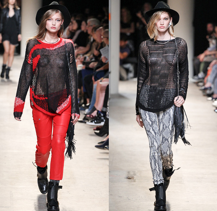 Zadig et Voltaire 2014 Spring Summer Womens Runway Collection - Paris Fashion Week - Mode à Paris - Bleached Denim Jeans Old West Fringes Motorcycle Biker Leather Crop Top Bandeau Reptile Snake Print Romper Jumpsuit Knitwear Lace: Designer Denim Jeans Fashion: Season Collections, Runways, Lookbooks and Linesheets