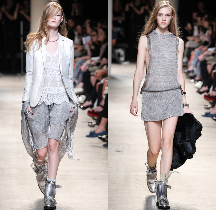 Zadig et Voltaire 2014 Spring Summer Womens Runway Collection - Paris Fashion Week - Mode à Paris - Bleached Denim Jeans Old West Fringes Motorcycle Biker Leather Crop Top Bandeau Reptile Snake Print Romper Jumpsuit Knitwear Lace: Designer Denim Jeans Fashion: Season Collections, Runways, Lookbooks and Linesheets