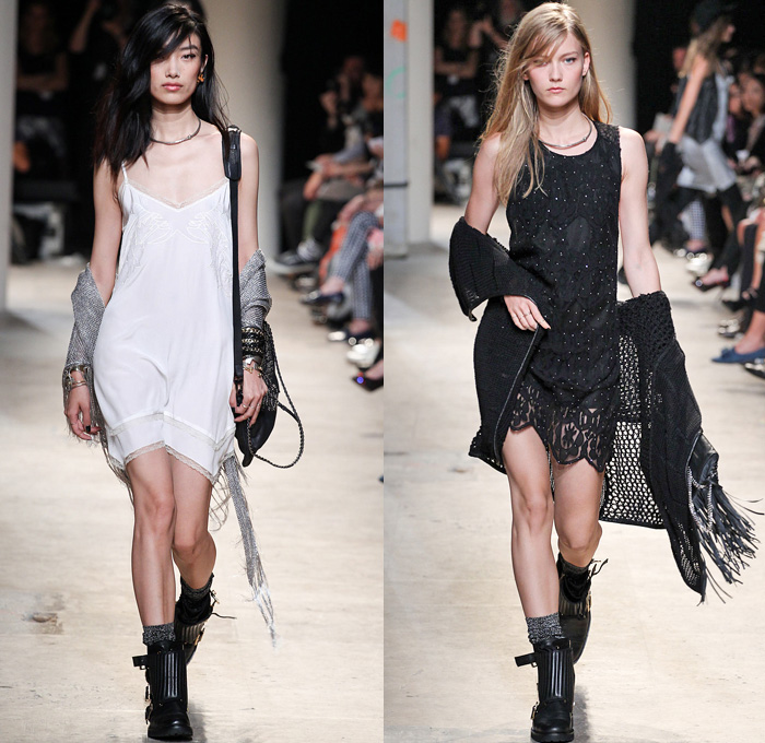 Zadig et Voltaire 2014 Spring Summer Womens Runway Collection - Paris Fashion Week - Mode à Paris - Bleached Denim Jeans Old West Fringes Motorcycle Biker Leather Crop Top Bandeau Reptile Snake Print Romper Jumpsuit Knitwear Lace: Designer Denim Jeans Fashion: Season Collections, Runways, Lookbooks and Linesheets