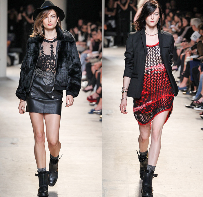 Zadig et Voltaire 2014 Spring Summer Womens Runway Collection - Paris Fashion Week - Mode à Paris - Bleached Denim Jeans Old West Fringes Motorcycle Biker Leather Crop Top Bandeau Reptile Snake Print Romper Jumpsuit Knitwear Lace: Designer Denim Jeans Fashion: Season Collections, Runways, Lookbooks and Linesheets