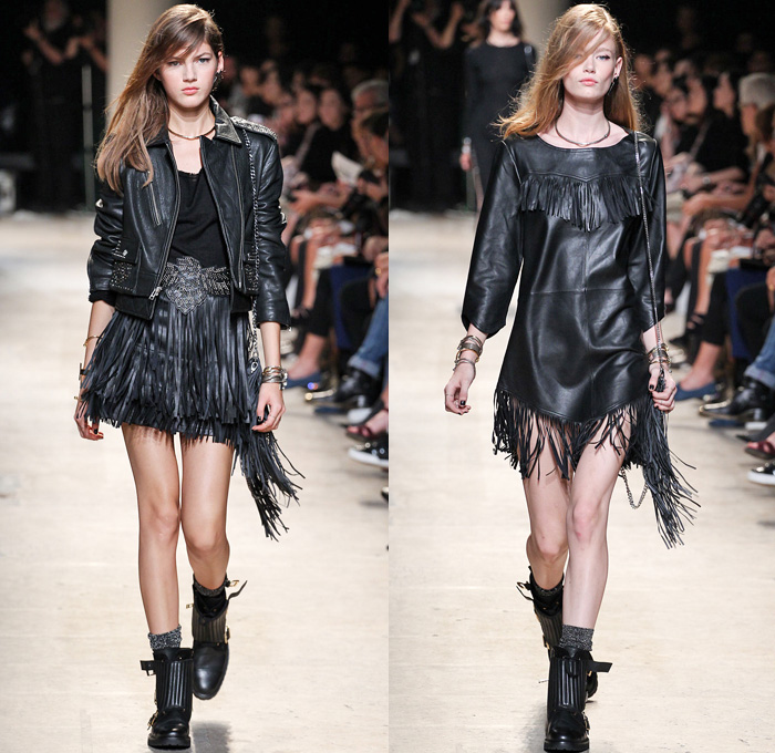 Zadig et Voltaire 2014 Spring Summer Womens Runway Collection - Paris Fashion Week - Mode à Paris - Bleached Denim Jeans Old West Fringes Motorcycle Biker Leather Crop Top Bandeau Reptile Snake Print Romper Jumpsuit Knitwear Lace: Designer Denim Jeans Fashion: Season Collections, Runways, Lookbooks and Linesheets