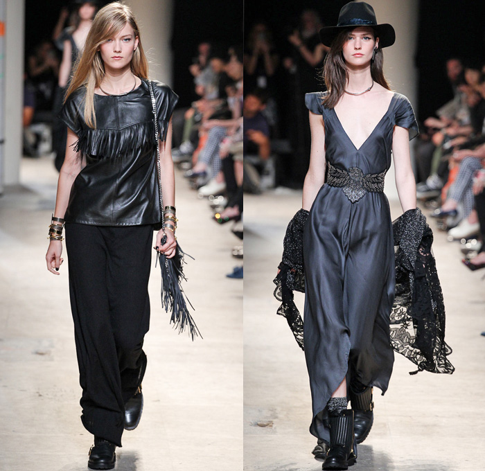 Zadig et Voltaire 2014 Spring Summer Womens Runway Collection - Paris Fashion Week - Mode à Paris - Bleached Denim Jeans Old West Fringes Motorcycle Biker Leather Crop Top Bandeau Reptile Snake Print Romper Jumpsuit Knitwear Lace: Designer Denim Jeans Fashion: Season Collections, Runways, Lookbooks and Linesheets