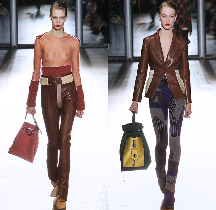 Acne Studios 2015-2016 Fall Autumn Winter Womens Runway Catwalk Looks - Mode à Paris Fashion Week Mode Féminin France - Denim Jeans Cargo Pockets Handkerchief Hem Shearling Outerwear Coat Blazer Jacket Wool Stitched Fringes Checks Santa Claus Long Hem Sheer Chiffon Patchwork Multi-Panel Sleeveless Leather Raw Hem Frayed Leggings High Waist Sweaterdress Pants Trousers Asymmetrical Miniskirt Toggle Dress