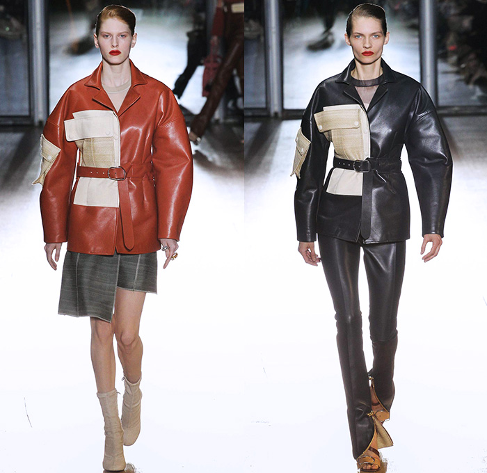 Acne Studios 2015-2016 Fall Autumn Winter Womens Runway Catwalk Looks - Mode à Paris Fashion Week Mode Féminin France - Denim Jeans Cargo Pockets Handkerchief Hem Shearling Outerwear Coat Blazer Jacket Wool Stitched Fringes Checks Santa Claus Long Hem Sheer Chiffon Patchwork Multi-Panel Sleeveless Leather Raw Hem Frayed Leggings High Waist Sweaterdress Pants Trousers Asymmetrical Miniskirt Toggle Dress