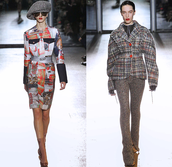 Acne Studios 2015-2016 Fall Autumn Winter Womens Runway Catwalk Looks - Mode à Paris Fashion Week Mode Féminin France - Denim Jeans Cargo Pockets Handkerchief Hem Shearling Outerwear Coat Blazer Jacket Wool Stitched Fringes Checks Santa Claus Long Hem Sheer Chiffon Patchwork Multi-Panel Sleeveless Leather Raw Hem Frayed Leggings High Waist Sweaterdress Pants Trousers Asymmetrical Miniskirt Toggle Dress