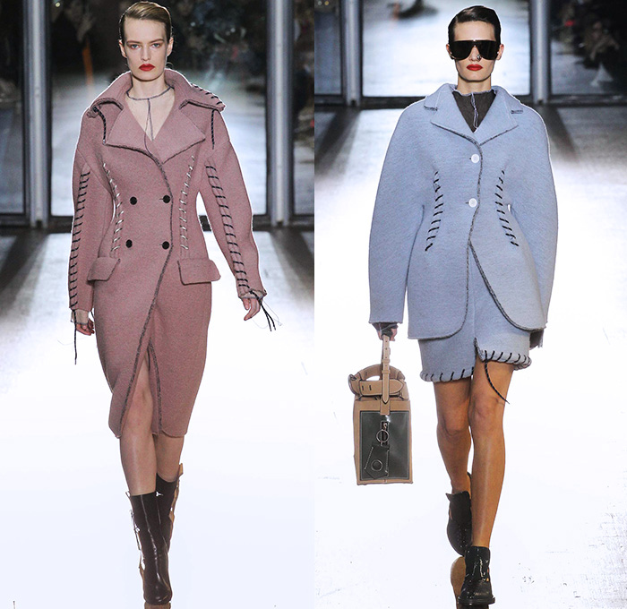 Acne Studios 2015-2016 Fall Autumn Winter Womens Runway Catwalk Looks - Mode à Paris Fashion Week Mode Féminin France - Denim Jeans Cargo Pockets Handkerchief Hem Shearling Outerwear Coat Blazer Jacket Wool Stitched Fringes Checks Santa Claus Long Hem Sheer Chiffon Patchwork Multi-Panel Sleeveless Leather Raw Hem Frayed Leggings High Waist Sweaterdress Pants Trousers Asymmetrical Miniskirt Toggle Dress