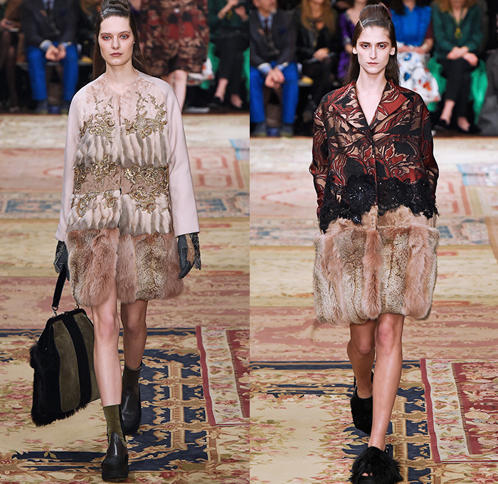 Antonio Marras 2015-2016 Fall Autumn Winter Womens Runway Catwalk Looks - Milano Moda Donna Collezione Milan Fashion Week Italy - Tapestry Velvet Silk Dévoré Cloqué Ornamental Print Decorative Art Coatdress Embroidery Lace Wide Leg Trousers Palazzo Pants Skirt Frock Coat Blazer Furry Flowers Florals Jacquard Ruffles Waistcoat Windowpane Check Funnelneck Turtleneck Knit Sweater Half Skirt Asymmetrical Dress Gown