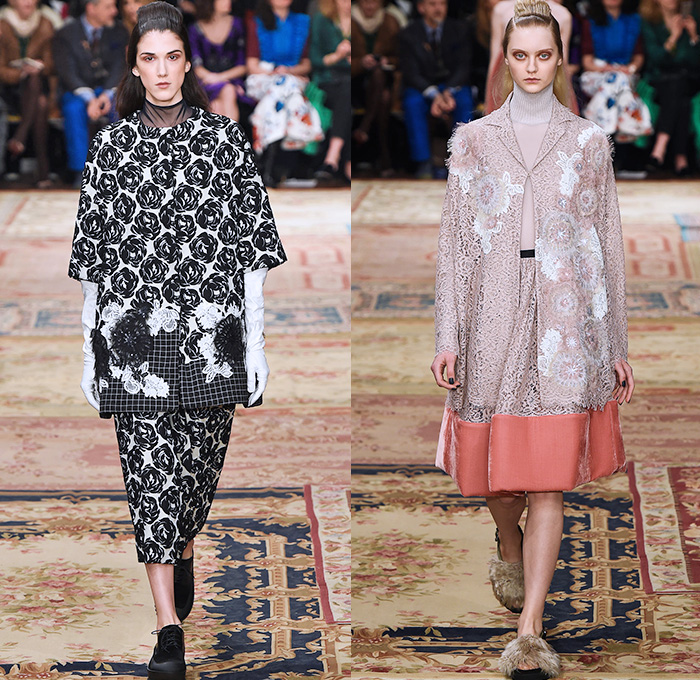 Antonio Marras 2015-2016 Fall Autumn Winter Womens Runway Catwalk Looks - Milano Moda Donna Collezione Milan Fashion Week Italy - Tapestry Velvet Silk Dévoré Cloqué Ornamental Print Decorative Art Coatdress Embroidery Lace Wide Leg Trousers Palazzo Pants Skirt Frock Coat Blazer Furry Flowers Florals Jacquard Ruffles Waistcoat Windowpane Check Funnelneck Turtleneck Knit Sweater Half Skirt Asymmetrical Dress Gown