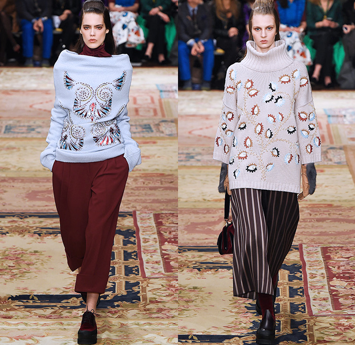 Antonio Marras 2015-2016 Fall Autumn Winter Womens Runway Catwalk Looks - Milano Moda Donna Collezione Milan Fashion Week Italy - Tapestry Velvet Silk Dévoré Cloqué Ornamental Print Decorative Art Coatdress Embroidery Lace Wide Leg Trousers Palazzo Pants Skirt Frock Coat Blazer Furry Flowers Florals Jacquard Ruffles Waistcoat Windowpane Check Funnelneck Turtleneck Knit Sweater Half Skirt Asymmetrical Dress Gown