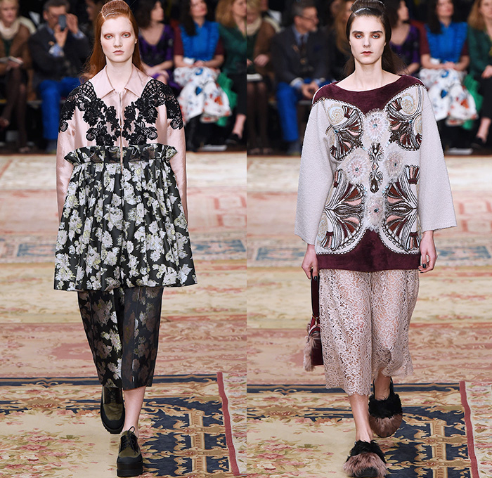 Antonio Marras 2015-2016 Fall Autumn Winter Womens Runway Catwalk Looks - Milano Moda Donna Collezione Milan Fashion Week Italy - Tapestry Velvet Silk Dévoré Cloqué Ornamental Print Decorative Art Coatdress Embroidery Lace Wide Leg Trousers Palazzo Pants Skirt Frock Coat Blazer Furry Flowers Florals Jacquard Ruffles Waistcoat Windowpane Check Funnelneck Turtleneck Knit Sweater Half Skirt Asymmetrical Dress Gown