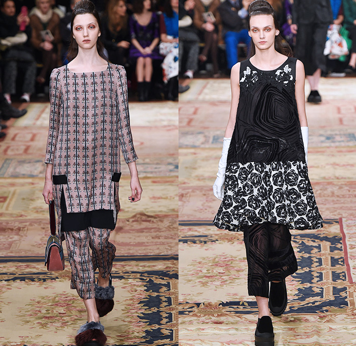 Antonio Marras 2015-2016 Fall Autumn Winter Womens Runway Catwalk Looks - Milano Moda Donna Collezione Milan Fashion Week Italy - Tapestry Velvet Silk Dévoré Cloqué Ornamental Print Decorative Art Coatdress Embroidery Lace Wide Leg Trousers Palazzo Pants Skirt Frock Coat Blazer Furry Flowers Florals Jacquard Ruffles Waistcoat Windowpane Check Funnelneck Turtleneck Knit Sweater Half Skirt Asymmetrical Dress Gown