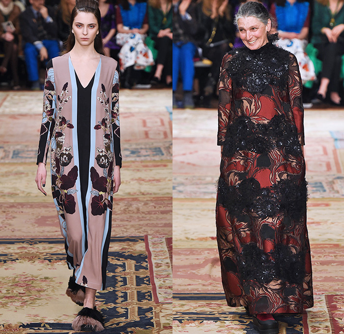 Antonio Marras 2015-2016 Fall Autumn Winter Womens Runway Catwalk Looks - Milano Moda Donna Collezione Milan Fashion Week Italy - Tapestry Velvet Silk Dévoré Cloqué Ornamental Print Decorative Art Coatdress Embroidery Lace Wide Leg Trousers Palazzo Pants Skirt Frock Coat Blazer Furry Flowers Florals Jacquard Ruffles Waistcoat Windowpane Check Funnelneck Turtleneck Knit Sweater Half Skirt Asymmetrical Dress Gown