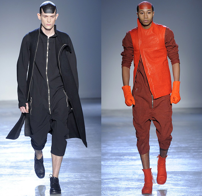 Boris Bidjan Saberi Barcelona Spain 2015-2016 Fall Autumn Winter Mens Runway Catwalk Looks - Mode à Paris Fashion Week Mode Masculine France - Military Outdoor Fisherman Onesie Jumpsuit Salopette Coveralls Bib Brace Dungarees Romper Outerwear Coat Straps Harness Knit Parka Gloves Boots Vest Waistcoat Capri Cropped Pants Backpack Blazer Shorts Leather Aviator Cap Jacket Stripes Wool Leggings