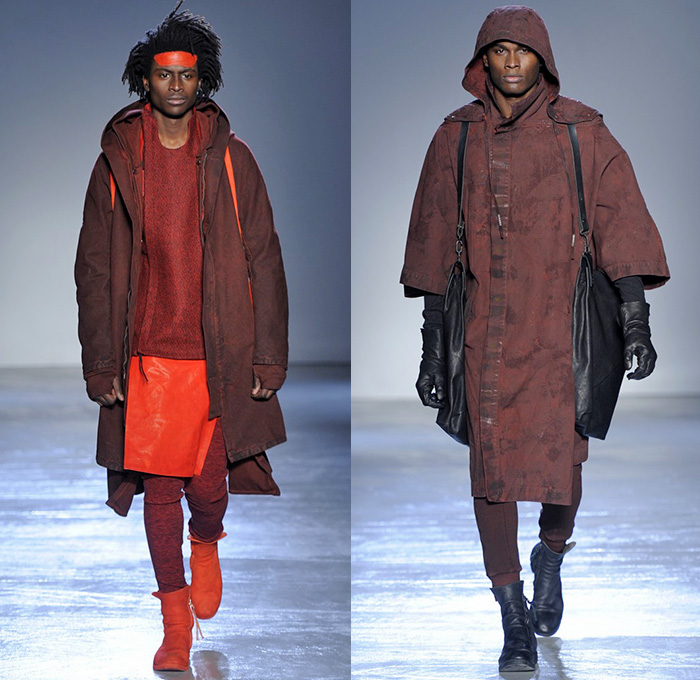 Boris Bidjan Saberi Barcelona Spain 2015-2016 Fall Autumn Winter Mens Runway Catwalk Looks - Mode à Paris Fashion Week Mode Masculine France - Military Outdoor Fisherman Onesie Jumpsuit Salopette Coveralls Bib Brace Dungarees Romper Outerwear Coat Straps Harness Knit Parka Gloves Boots Vest Waistcoat Capri Cropped Pants Backpack Blazer Shorts Leather Aviator Cap Jacket Stripes Wool Leggings