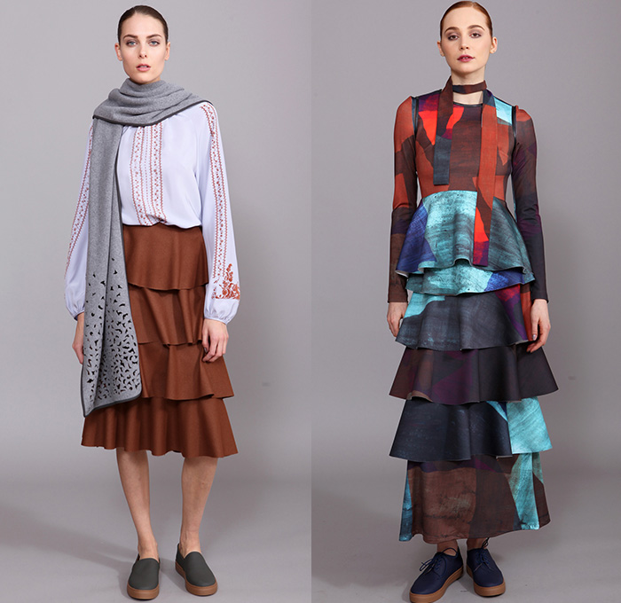 Clover Canyon 2015-2016 Fall Autumn Winter Womens Lookbook Presentation - Bohemian Boho Chic Art Nouveau Ruffles Velvet Stripes Lace Sheer Chiffon Wide Leg Palazzo Pants Onesie Jumpsuit Coveralls Bib Brace Silk Ornamental Print Decorative Art Flare Blouse Tunic Long Sleeve High Waist Scarf Flowers Florals Fauna Leaves Foliage Bell Sleeves Peasant Dress Coat Skirt Frock Knit Sweater Tiered