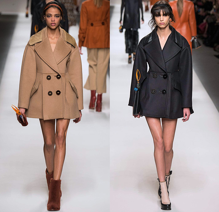 Fendi 2015-2016 Fall Autumn Winter Womens Runway Catwalk Looks - Milano Moda Donna Collezione Milan Fashion Week Italy Camera Nazionale della Moda Italiana - Oversized Outerwear Trench Coat Jacket Coatdress Puffer Furry Geometric Quilted Miniskirt Wide Lapel Hip Panels Mohair Knit Sweater Jumper Patchwork Waistcoat Pants Trousers Hoodie Dress Blouse Leather Turtleneck Bib Brace Cargo Pockets 