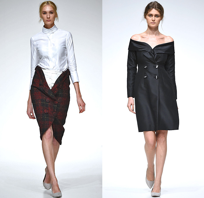 Hâshé by Ava Hashemi 2015-2016 Fall Autumn Winter Womens Runway Catwalk Looks - Fashion Forward Dubai UAE United Arab Emirates - Capelet Houndstooth Plaid Tartan Bandeau Cutout Slit Taffeta Wool Cashmere Curved Concave Hem Blouse Long Sleeve Half Panel Skirt Frock Birds Doves Collar Front Peel Away Banded Collar Dress Sailor Buttons Silk Wide Leg Palazzo Pants Outerwear Coat Hâshé by Ava Hashemi 2015-2016 Fall Autumn Winter Womens Runway Catwalk Looks - Fashion Forward Dubai UAE United Arab Emirates - Capelet Houndstooth Plaid Tartan Bandeau Cutout Slit Taffeta Wool Cashmere Curved Concave Hem Blouse Long Sleeve Half Panel Skirt Frock Birds Doves Collar Front Peel Away Banded Collar Dress Sailor Buttons Silk Wide Leg Palazzo Pants Outerwear Coat