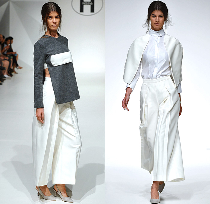 Hâshé by Ava Hashemi 2015-2016 Fall Autumn Winter Womens Runway Catwalk Looks - Fashion Forward Dubai UAE United Arab Emirates - Capelet Houndstooth Plaid Tartan Bandeau Cutout Slit Taffeta Wool Cashmere Curved Concave Hem Blouse Long Sleeve Half Panel Skirt Frock Birds Doves Collar Front Peel Away Banded Collar Dress Sailor Buttons Silk Wide Leg Palazzo Pants Outerwear Coat Hâshé by Ava Hashemi 2015-2016 Fall Autumn Winter Womens Runway Catwalk Looks - Fashion Forward Dubai UAE United Arab Emirates - Capelet Houndstooth Plaid Tartan Bandeau Cutout Slit Taffeta Wool Cashmere Curved Concave Hem Blouse Long Sleeve Half Panel Skirt Frock Birds Doves Collar Front Peel Away Banded Collar Dress Sailor Buttons Silk Wide Leg Palazzo Pants Outerwear Coat
