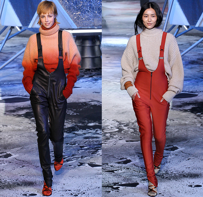 H+M 2015-2016 Fall Autumn Winter Womens Runway Catwalk Looks - Mode à Paris Fashion Week Mode Féminin France - Moon Landing Spaceship Astronaut Onesie Jumpsuit Coveralls Bib Brace Dungarees Knit Turtleneck Sweater Jumper Quilted Puffer Outerwear Coat Jacket Vest Waistcoat Wide Leg Culottes Pantsuit Shirtdress Duffel Bag Metallic Silver Skirt Frock Boots 1970s Seventies Adornments Bejeweled Zigzag Silk