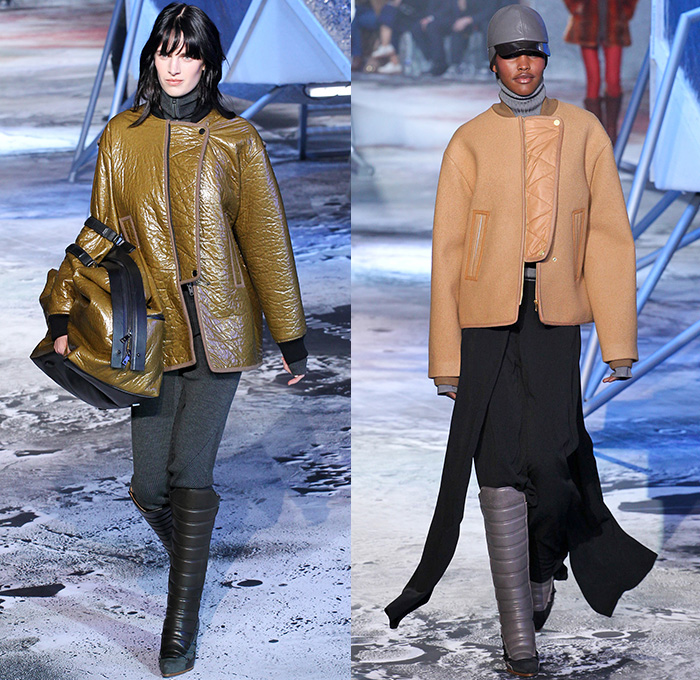 H+M 2015-2016 Fall Autumn Winter Womens Runway Catwalk Looks - Mode à Paris Fashion Week Mode Féminin France - Moon Landing Spaceship Astronaut Onesie Jumpsuit Coveralls Bib Brace Dungarees Knit Turtleneck Sweater Jumper Quilted Puffer Outerwear Coat Jacket Vest Waistcoat Wide Leg Culottes Pantsuit Shirtdress Duffel Bag Metallic Silver Skirt Frock Boots 1970s Seventies Adornments Bejeweled Zigzag Silk