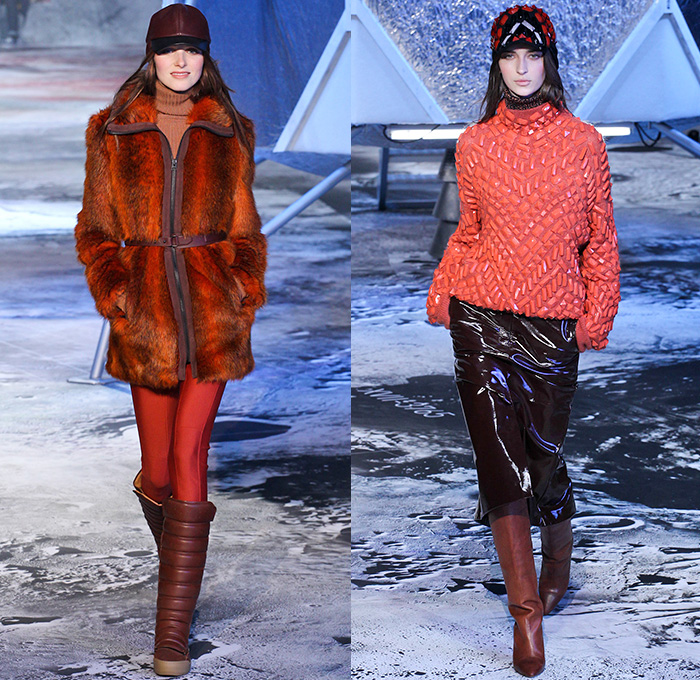 H+M 2015-2016 Fall Autumn Winter Womens Runway Catwalk Looks - Mode à Paris Fashion Week Mode Féminin France - Moon Landing Spaceship Astronaut Onesie Jumpsuit Coveralls Bib Brace Dungarees Knit Turtleneck Sweater Jumper Quilted Puffer Outerwear Coat Jacket Vest Waistcoat Wide Leg Culottes Pantsuit Shirtdress Duffel Bag Metallic Silver Skirt Frock Boots 1970s Seventies Adornments Bejeweled Zigzag Silk