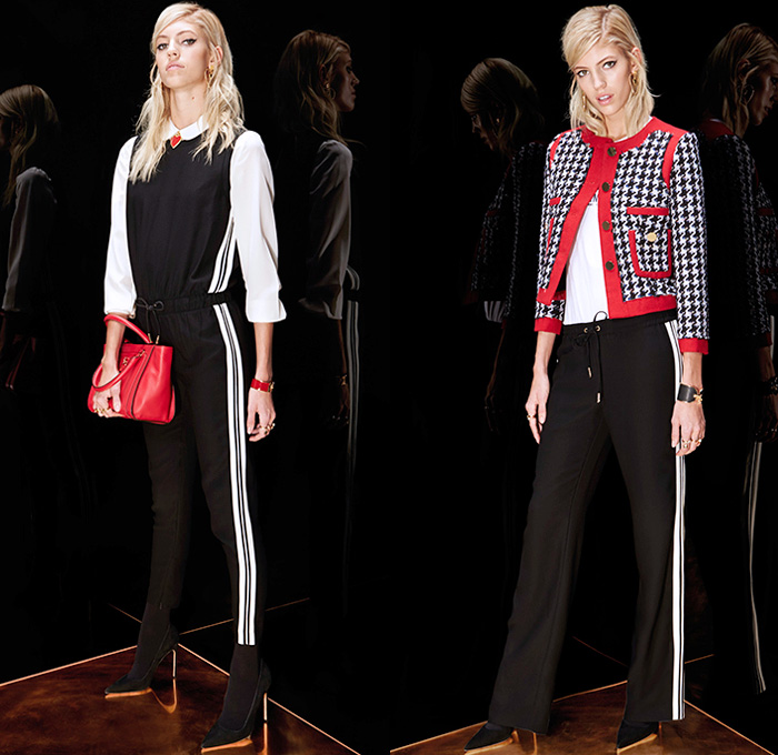 Juicy Couture 2015-2016 Fall Autumn Winter Womens Lookbook Presentation - Jogger Sweatpants Chambray Denim Jeans Leopard Zebra Houndstooth Sequins Tuxedo Stripe Peacoat Outerwear Sweater Jumper Dress Quilted Puffer Bomber Jacket Vest Flowers Florals Bohemian Boho Sheer Chiffon Embroidery Parka Stripes Moto Motorcycle Biker Leather