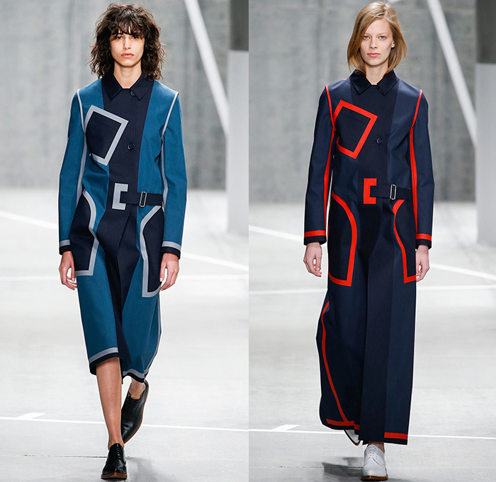 Lacoste 2015-2016 Fall Autumn Winter Womens Runway Catwalk Looks - Mercedes-Benz Fashion Week New York MBFW NYFW - Sporty Tennis Headband Coatdress Hanging Sleeve Pleats Racing Checks Stripes Outerwear Coat Jacket Colorblock Banded Strap Grid Turtleneck Sweater Jumper Miniskirt Skirt Frock Trackpants Jogger Dress Waistcoat Shirtdress Cardigan Asymmetrical Hem Half Skirt Wrap Knit Tracksuit