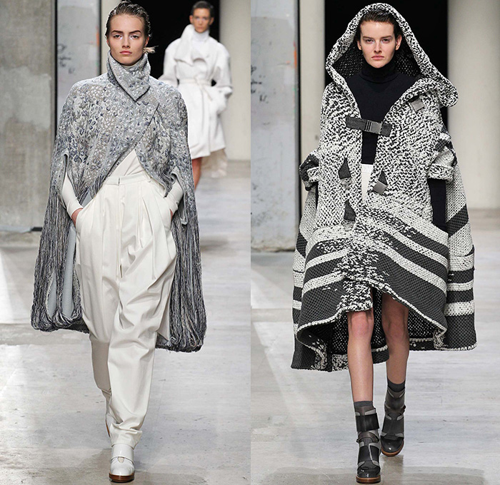 Leonard 2015-2016 Fall Autumn Winter Womens Runway Catwalk Looks - Mode à Paris Fashion Week Mode Féminin France - Fringes Hanging Sleeve Oversized Coat Chunky Knit White Ensemble Turtleneck Halter Top Silk Georgette Ribbon Sash Waist Maxi Dress Robe Cloak Crochet Weave Straps Furry Slouchy Ornamental Half Skirt Sheer Chiffon Sweaterdress Drapery Waistcoat Leopard Embroidery Flowers Florals Jumpsuit Dungarees