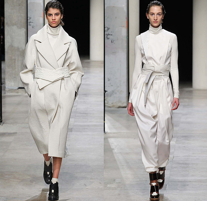 Leonard 2015-2016 Fall Autumn Winter Womens Runway Catwalk Looks - Mode à Paris Fashion Week Mode Féminin France - Fringes Hanging Sleeve Oversized Coat Chunky Knit White Ensemble Turtleneck Halter Top Silk Georgette Ribbon Sash Waist Maxi Dress Robe Cloak Crochet Weave Straps Furry Slouchy Ornamental Half Skirt Sheer Chiffon Sweaterdress Drapery Waistcoat Leopard Embroidery Flowers Florals Jumpsuit Dungarees