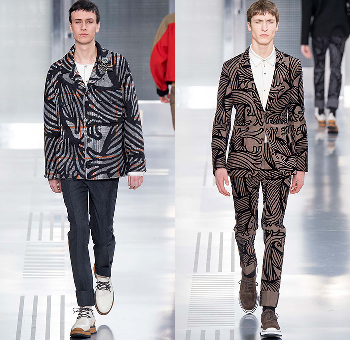 Louis Vuitton 2015-2016 Fall Autumn Winter Mens Runway Catwalk Looks - Mode à Paris Fashion Week Mode Masculine France - Jeans Cut Ropes Threads Buttons Safety Pin Keys Nautical Outerwear Coat Parka Windowpane Check Suit Turtleneck Crossbody Bags Wool Robe Luggage Engraved Embossed Flap Pockets Bomber Jacket Quilted Puffer Onesie Jumpsuit Boiler Suit Leather Briefcase