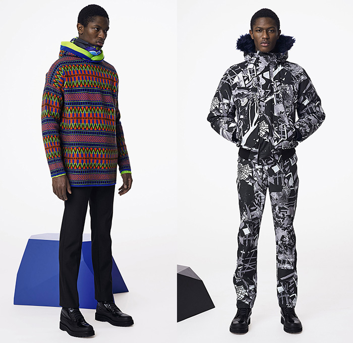 Marc by Marc Jacobs 2015-2016 Fall Autumn Winter Mens Lookbook Presentation - Denim Jeans Jumpsuit Rollneck Turtleneck Poncho Abstract Pop Art Prints Outerwear Parka Suspenders Onesie Jumpsuit Boiler Suit Salopette Coveralls Playsuit Bag Duffel Scarf Hoodie Knit Sweater Jumper Shorts Over Leggings Cargo Pants Trousers Boots Backpack Gloves Windowpane Check Jogger Sweatpants Bomber Jacket