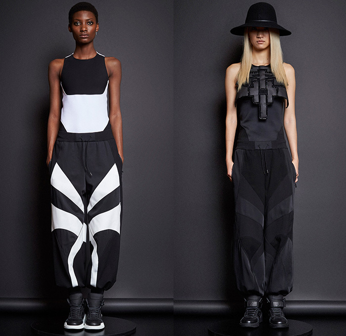 Marcelo Burlon County of Milan 2015-2016 Fall Autumn Winter Womens Lookbook Presentation - Milano Moda Donna Collezione Fashion Week Italy - Motorcycle Biker Leather Racer Emblems Patches Embroidery Tribal Chunky Knit Sweater Poncho Roses Outerwear Parka Sporty Quilted Puffer Bomber Jacket Skirt Frock Pleats Skinny Leggings Turtleneck Boots Metallic Silver Jogger Sweatpants Jumpsuit Overalls Knee Panels