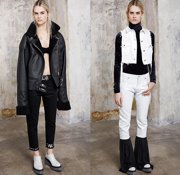 MM6 Maison Martin Margiela 2015-2016 Fall Autumn Winter Womens Lookbook Presentation - Mode à Paris Fashion Week Mode Féminin France - Denim Jeans Elongated Sleeves Knit Lace Sweater Jumper Outerwear Coat Shorts Motorcycle Biker Gloves Vest Waistcoat Crop Top Midriff Oversized Turtleneck Velvet Wide Leg Palazzo Pants Trousers Coatdress Neon Shearling Zipper Corset Wrap Jumpsuit Salopette Tuxedo Jacket