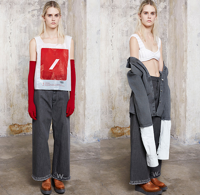 MM6 Maison Martin Margiela 2015-2016 Fall Autumn Winter Womens Lookbook Presentation - Mode à Paris Fashion Week Mode Féminin France - Denim Jeans Elongated Sleeves Knit Lace Sweater Jumper Outerwear Coat Shorts Motorcycle Biker Gloves Vest Waistcoat Crop Top Midriff Oversized Turtleneck Velvet Wide Leg Palazzo Pants Trousers Coatdress Neon Shearling Zipper Corset Wrap Jumpsuit Salopette Tuxedo Jacket