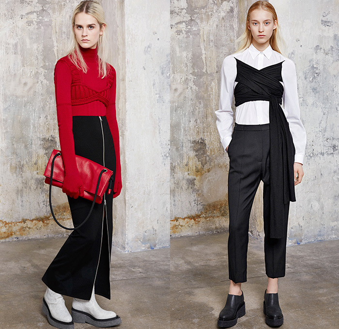 MM6 Maison Martin Margiela 2015-2016 Fall Autumn Winter Womens Lookbook Presentation - Mode à Paris Fashion Week Mode Féminin France - Denim Jeans Elongated Sleeves Knit Lace Sweater Jumper Outerwear Coat Shorts Motorcycle Biker Gloves Vest Waistcoat Crop Top Midriff Oversized Turtleneck Velvet Wide Leg Palazzo Pants Trousers Coatdress Neon Shearling Zipper Corset Wrap Jumpsuit Salopette Tuxedo Jacket