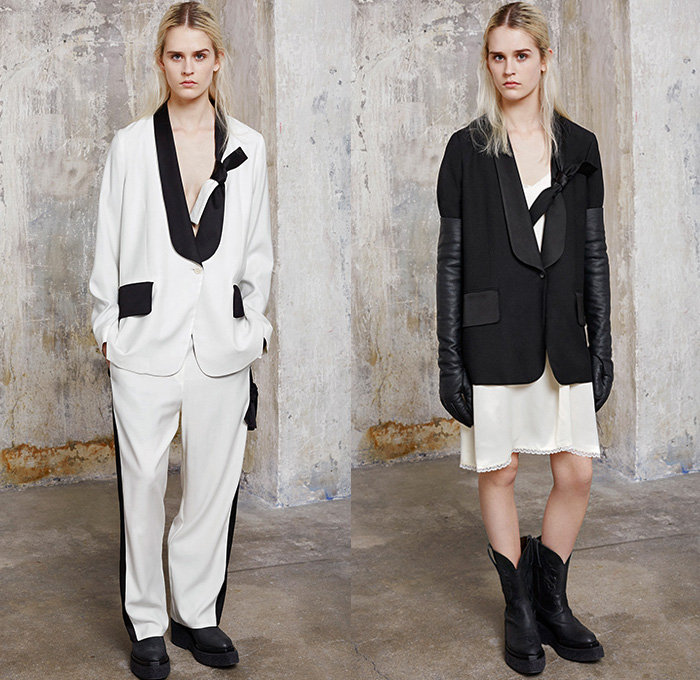MM6 Maison Martin Margiela 2015-2016 Fall Autumn Winter Womens Lookbook Presentation - Mode à Paris Fashion Week Mode Féminin France - Denim Jeans Elongated Sleeves Knit Lace Sweater Jumper Outerwear Coat Shorts Motorcycle Biker Gloves Vest Waistcoat Crop Top Midriff Oversized Turtleneck Velvet Wide Leg Palazzo Pants Trousers Coatdress Neon Shearling Zipper Corset Wrap Jumpsuit Salopette Tuxedo Jacket