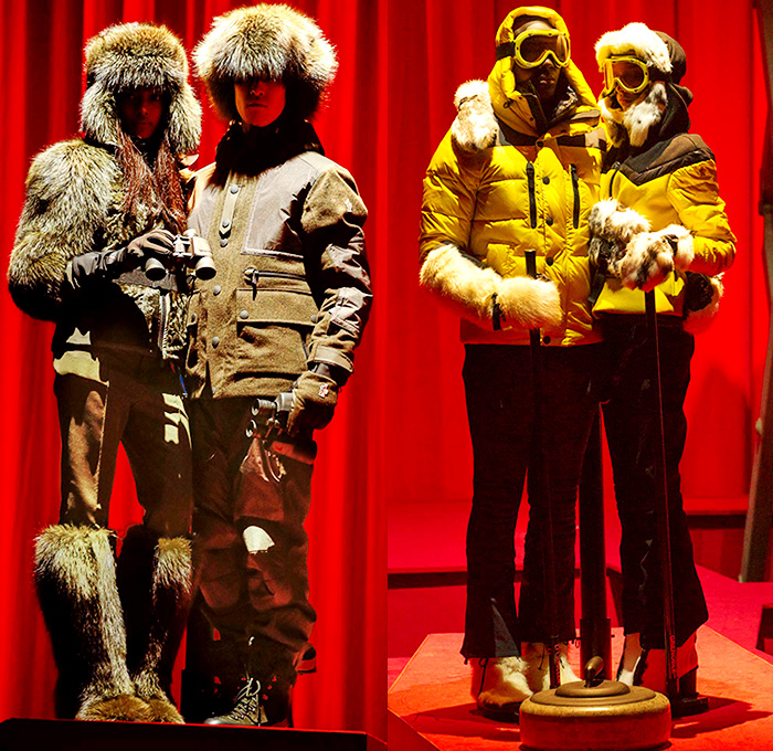 Moncler Grenoble 2015-2016 Fall Autumn Winter Mens Womens Lookbook Presentation - New York Fashion Week NYFW - Love Factory Romance Valentine's Day Lovers Aspen Snow Outdoor Sports Norwegian Knit Helmet Gloves Outerwear Quilted Jacket Coat Backpack Goggles Waist Pouch Fanny Pack Hoodie Stripes Checks Plaid Blazer Gown Sweater Jumper Pants Trousers Ski Snowboard Hiking Surf Ice Skater BMX Fishing