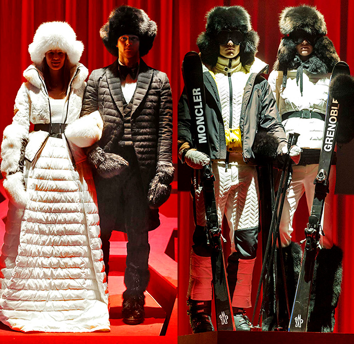 Moncler Grenoble 2015-2016 Fall Autumn Winter Mens Womens Lookbook Presentation - New York Fashion Week NYFW - Love Factory Romance Valentine's Day Lovers Aspen Snow Outdoor Sports Norwegian Knit Helmet Gloves Outerwear Quilted Jacket Coat Backpack Goggles Waist Pouch Fanny Pack Hoodie Stripes Checks Plaid Blazer Gown Sweater Jumper Pants Trousers Ski Snowboard Hiking Surf Ice Skater BMX Fishing