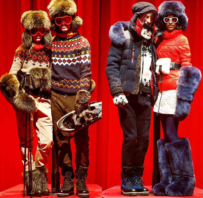 Moncler Grenoble 2015-2016 Fall Autumn Winter Mens Womens Lookbook Presentation - New York Fashion Week NYFW - Love Factory Romance Valentine's Day Lovers Aspen Snow Outdoor Sports Norwegian Knit Helmet Gloves Outerwear Quilted Jacket Coat Backpack Goggles Waist Pouch Fanny Pack Hoodie Stripes Checks Plaid Blazer Gown Sweater Jumper Pants Trousers Ski Snowboard Hiking Surf Ice Skater BMX Fishing