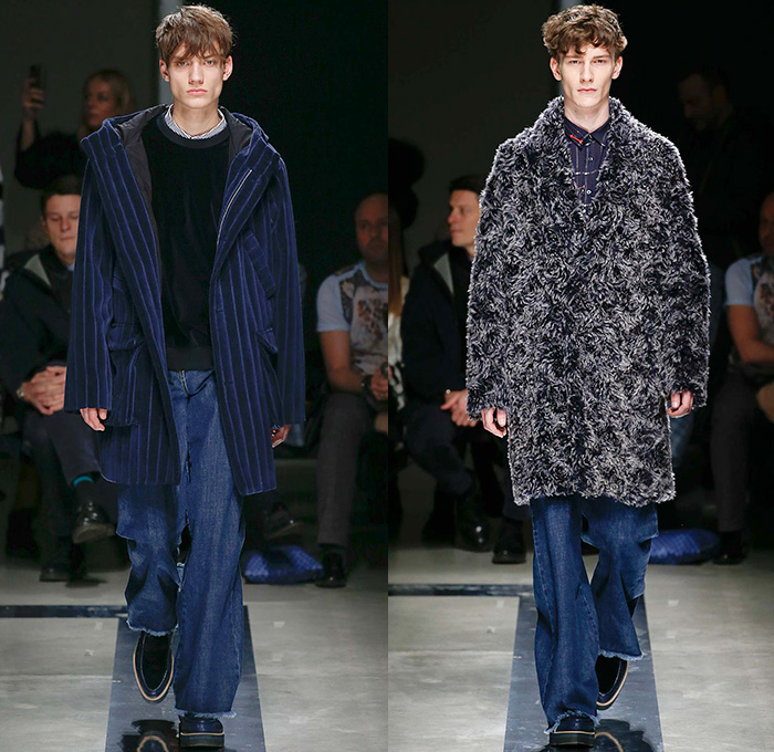 MSGM by Massimo Giorgetti 2015-2016 Fall Autumn Winter Mens Runway Catwalk Looks - Milano Moda Uomo Collezione Milan Fashion Week Italy Camera Nazionale della Moda Italiana - Denim Jeans Outerwear Coat Stripes Velvet Dynamite Rocketship Bomb Explosives Robots Stars Constellations Motif Overalls Onesie Jumpsuit Bib Brace Dungarees Outerwear Slouchy Knit Turtleneck Plaid Leopard Oversized Jacket